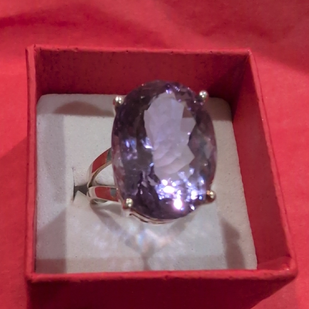 Elegant Sterling Silver and Purple Gemstone Ring